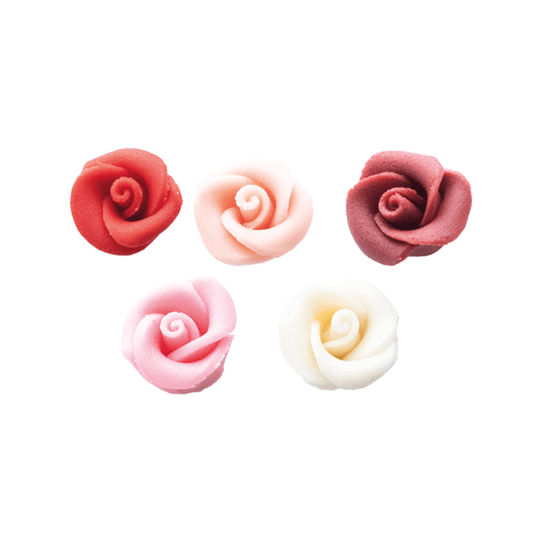 Assortiment marsepein rozen met 4 blaadjes - 35st